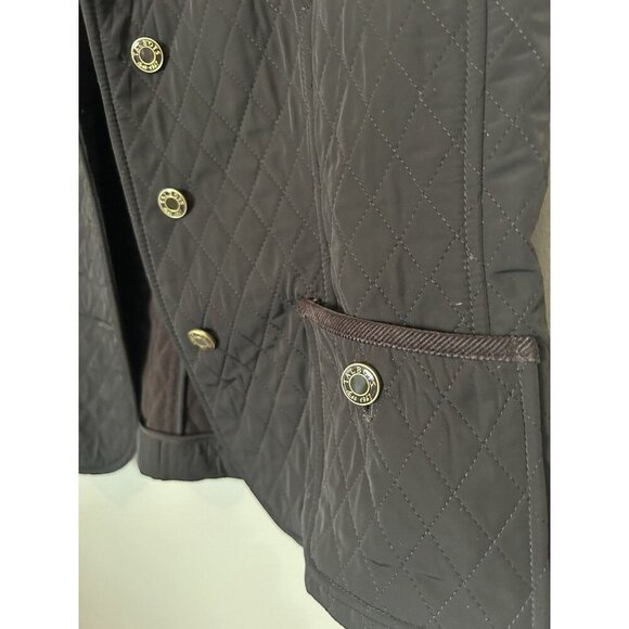 Talbots Brown Quilted Vest Corduroy Collar Petite M Sleeveless Button Up Jacket - Picture 5 of 6
